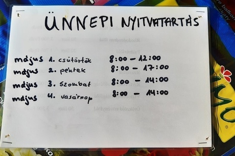 Ünnepi nyitvatartás